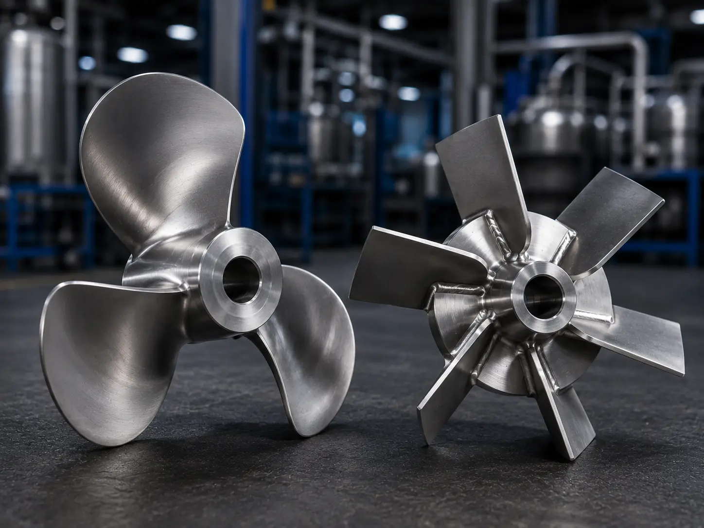 Custom mixer and agitator impeller manufactured by Matson — stainless steel tank agitator