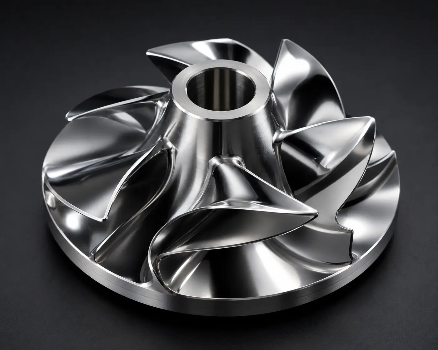 Mirror-polished stainless steel impeller after electropolishing and passivation